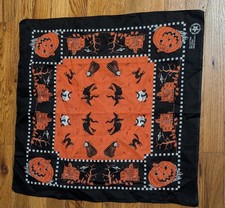 Halloween Bandana - USA Cotton Handkerchief - Pumpkin Witch Cat Haunted House