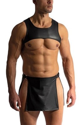 Manstore Men's Set Cropped Top + Stripper Skirt M2422 Size M RRP:  130 NEW Black