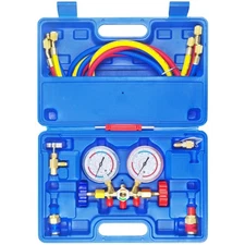 3 Way AC Manifold Gauge Set, HVAC Diagnostic Refrigerant Charging Tool for Au...