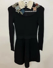 Valentino Spa Black Floral Knit Ladies Dress Size XS