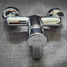 GRIFEMA Wall Mounted Bathroom Mixer Tap, Single Lever Handle, Chrome Silver