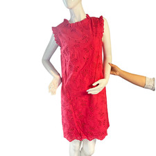 Kate Spade Butterfly Eyelet Shift Mainline Dress Dark Coral Size 10