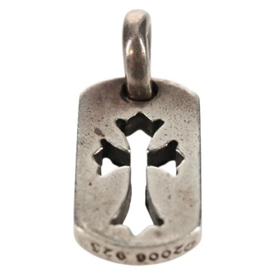 Chrome Hearts Tiny Cutout Cross Dog Tag Pendant top Ag925 Silver
