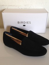 Birdies The Vesper Suede Black Flats Slip On Shoes Suede Black - Choose Size