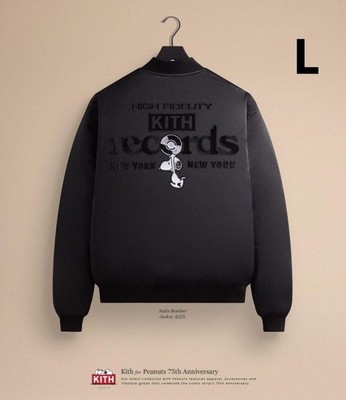 KITH x PEANUTS 75th Anniversary Black Bomber Jacket Large Limited Edition