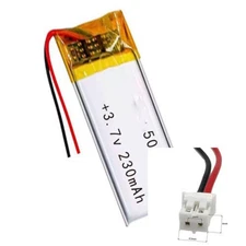 2pc Rechargeable 3.7V 230Mah 501240 Li Polymer Ion Battery For Mp4 Smart Watch