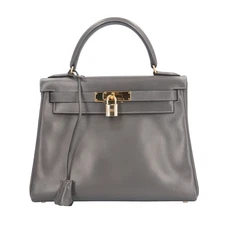 HERMES Handbag Box scarf Kelly 28 inner stitch used