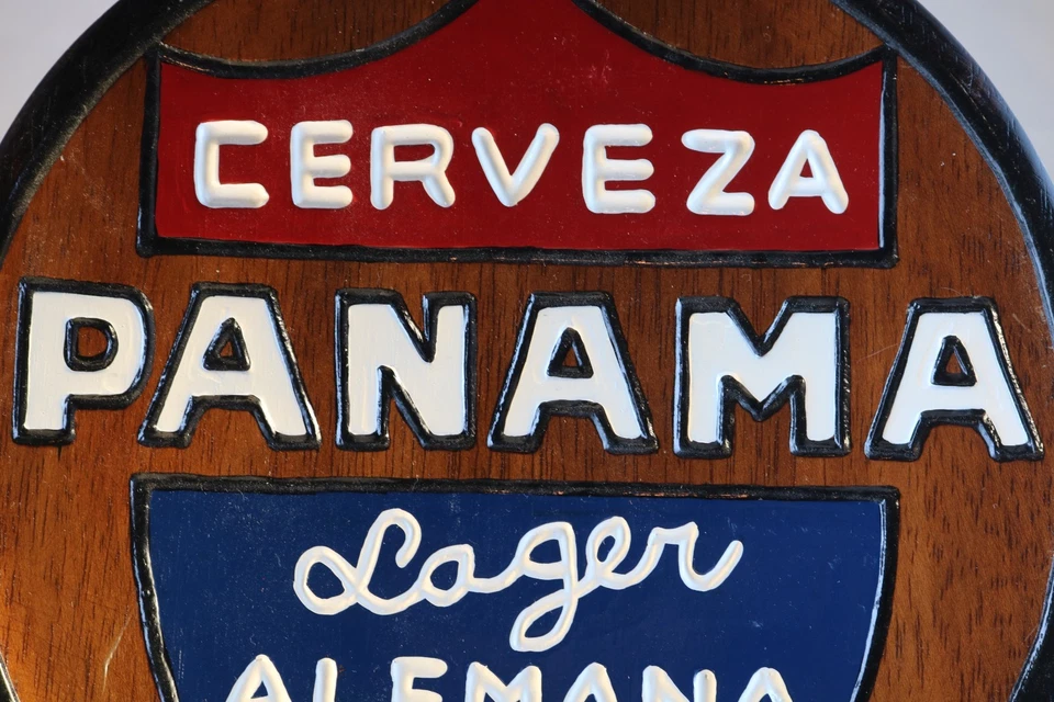 Vintage Cerveza Panama Lager Alemana Wood Advertising Beer Sign Wall Art 10" - Image 4 of 4