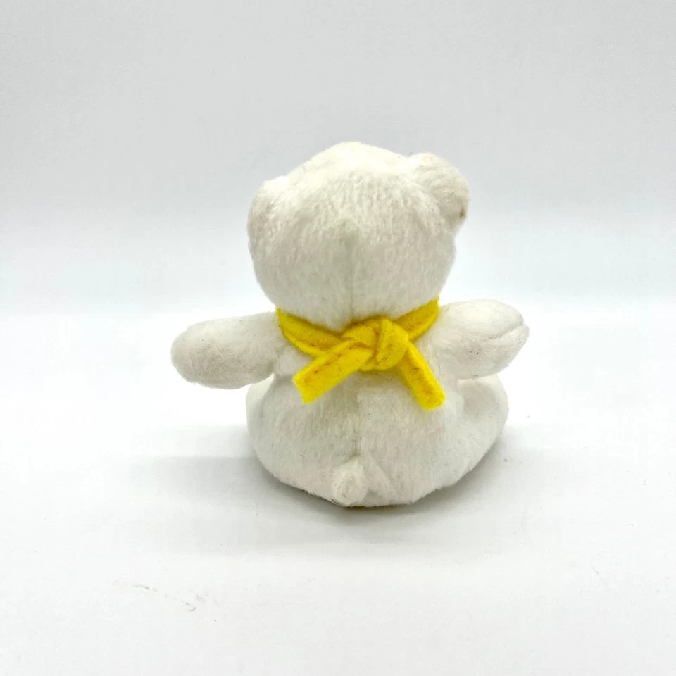 Build-A-Bear White Teddy Bear Plush with Yellow Scarf Green Paw Print Small - Image 3 of 4