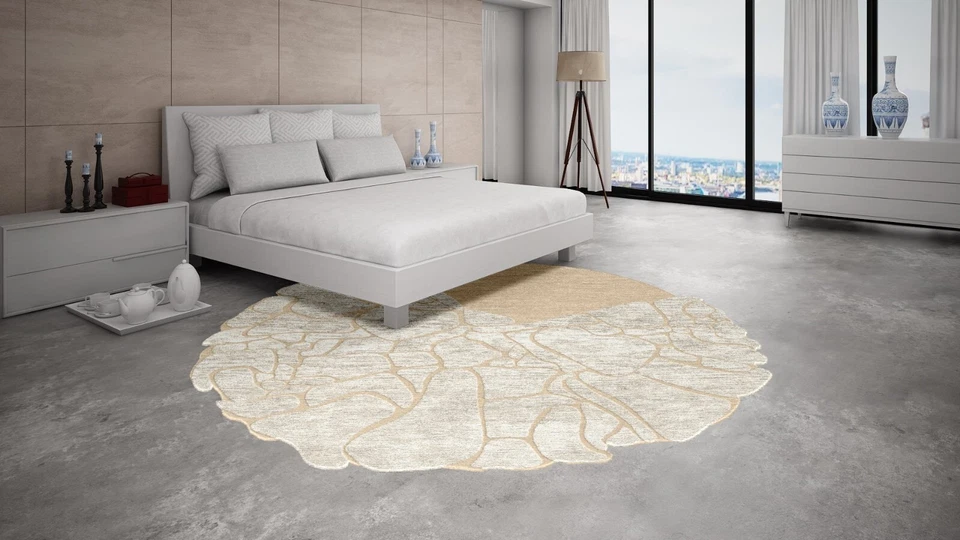 Hand Tufted Area Rug for Living Room, Dining Room, Modern Round Wool & Silk Rugs - Image 4 of 4