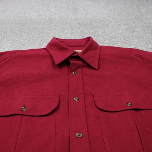 VTG Cabela's Deerskin Soft Chamois Shirt Men Large Red Cotton Shacket L/S Button - Picture 4 of 12