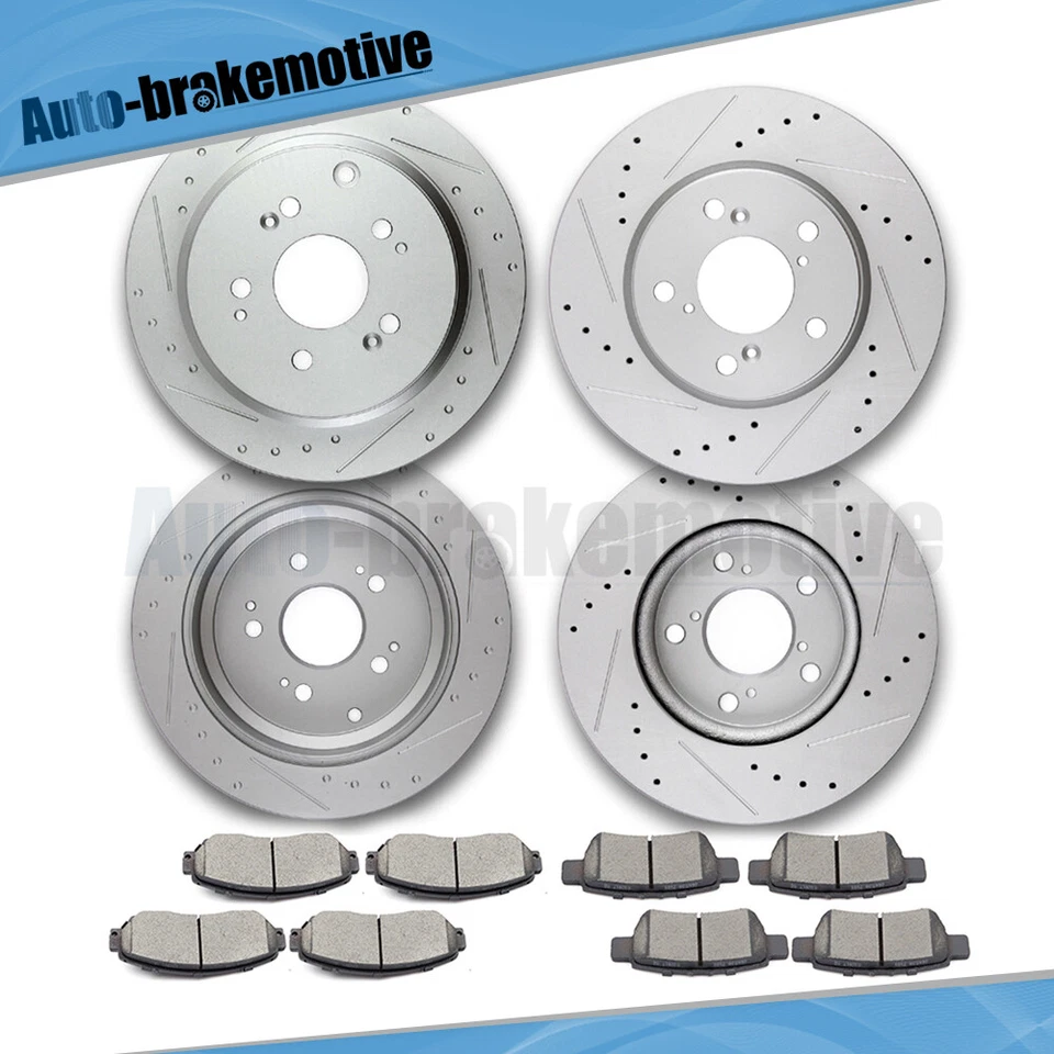 FRONT & REAR DISC BRAKE ROTORS & CERAMIC PADS KIT FOR 2005-2010 HONDA ODYSSEY V6 Foto 2 de 4