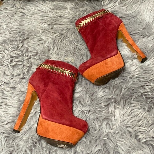 H by Halston red suede color block 
