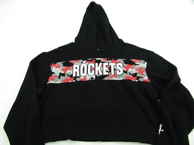 Houston Rockets Sweatshirt Womens XL Cut Off Shirt Black Hooded