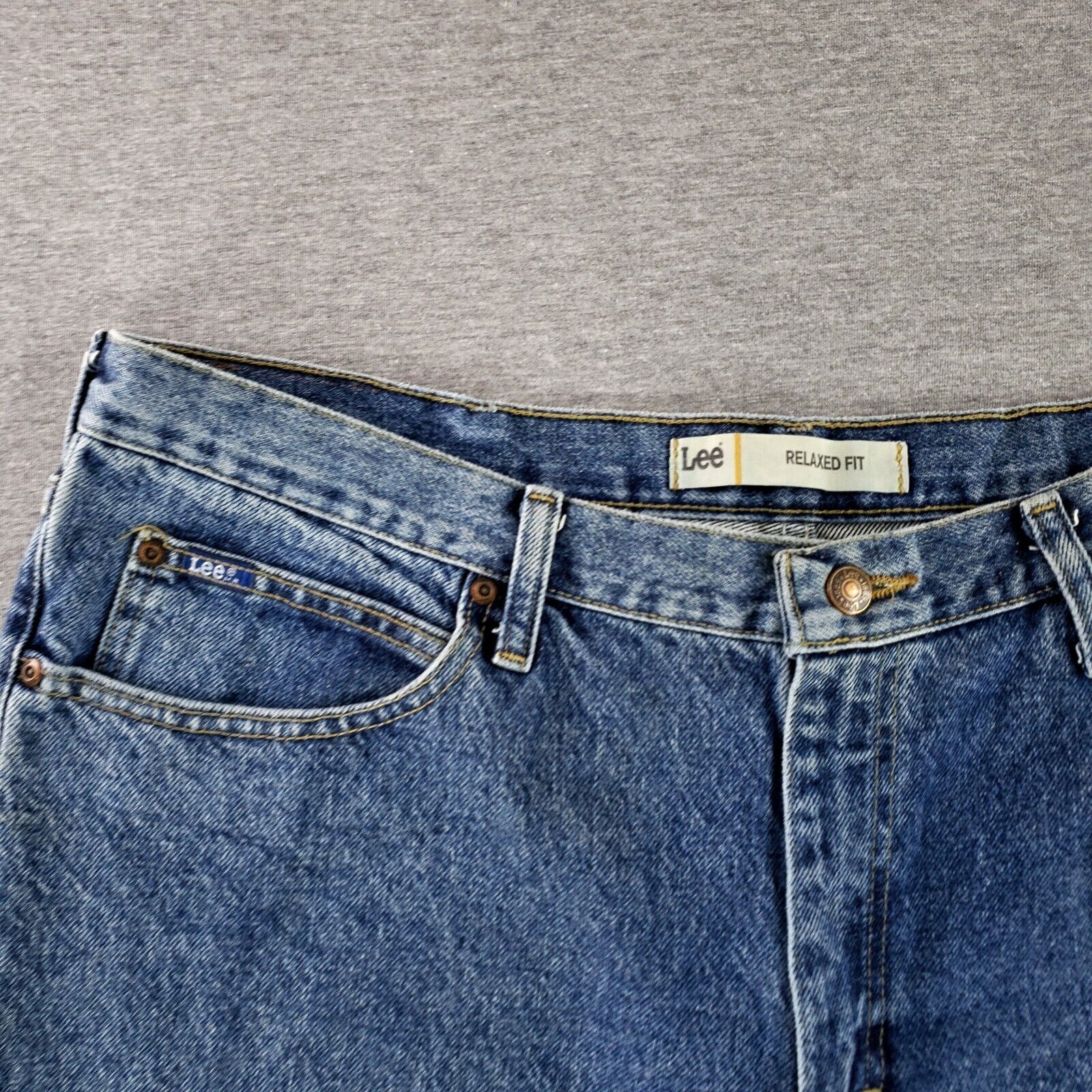 Lee Relaxed Fit 40x30 Blue Jeans Old School Heavy Denim Quality Stone Wash Work - second product detail image