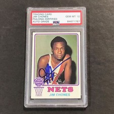 1973 Topps #259 Jim Chones Signed Card AUTO 10 PSA Slabbed Nets