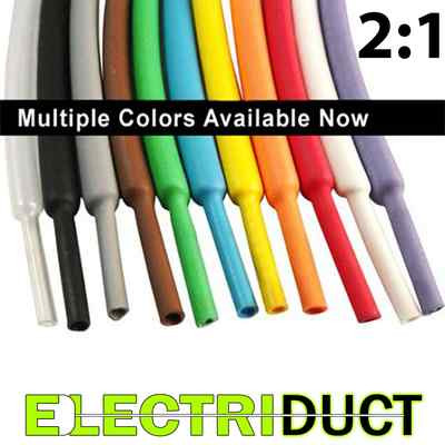 Electriduct 2:1 Heat Shrink Tubing Polyolefin - 100 Feet Spools - 3/64'' to 4''