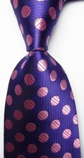 New Classic Polka Dot Purple Pink JACQUARD WOVEN 100 Silk Men's Tie Necktie