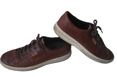 ECCO SOFT 7 COGNAC LEATHER SNEAKERS MEN'S SIZE US 13 EUR 47 UK 12.5 NICE