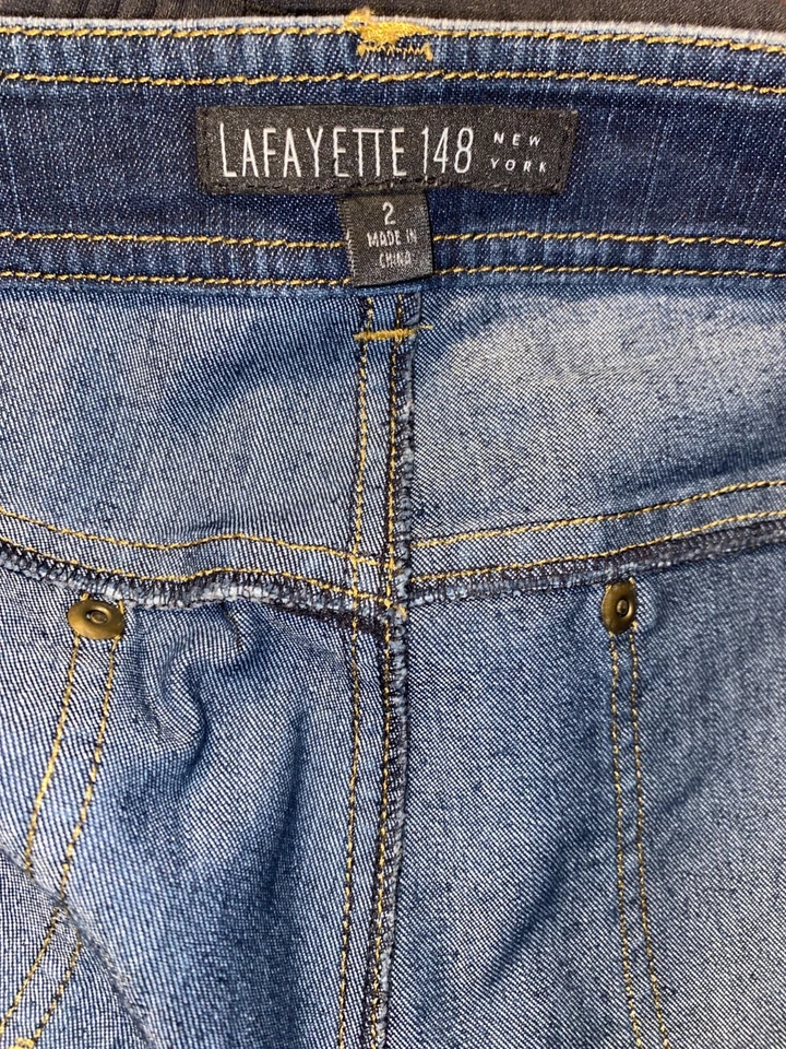 Lafayette 148 New York Dark Wash Straight Leg Mid Rise Jeans Size 2 - Image 2 of 4