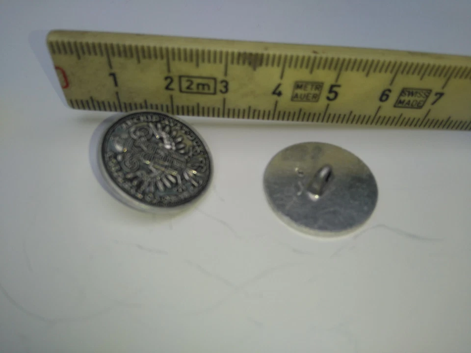 6 Metallknöpfe, Silber geschwärzt, Trachtenknöpfe, Dirndl Knöpfe 20mm neu  #404 - Bild 3 von 3