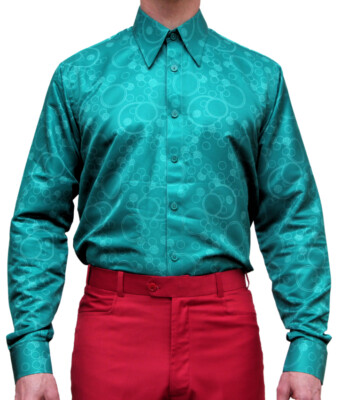 green emerald velvet dress Joker Olive Green Embroidered Club Wear Satin Cotton Shirt – The Foomer main image 1