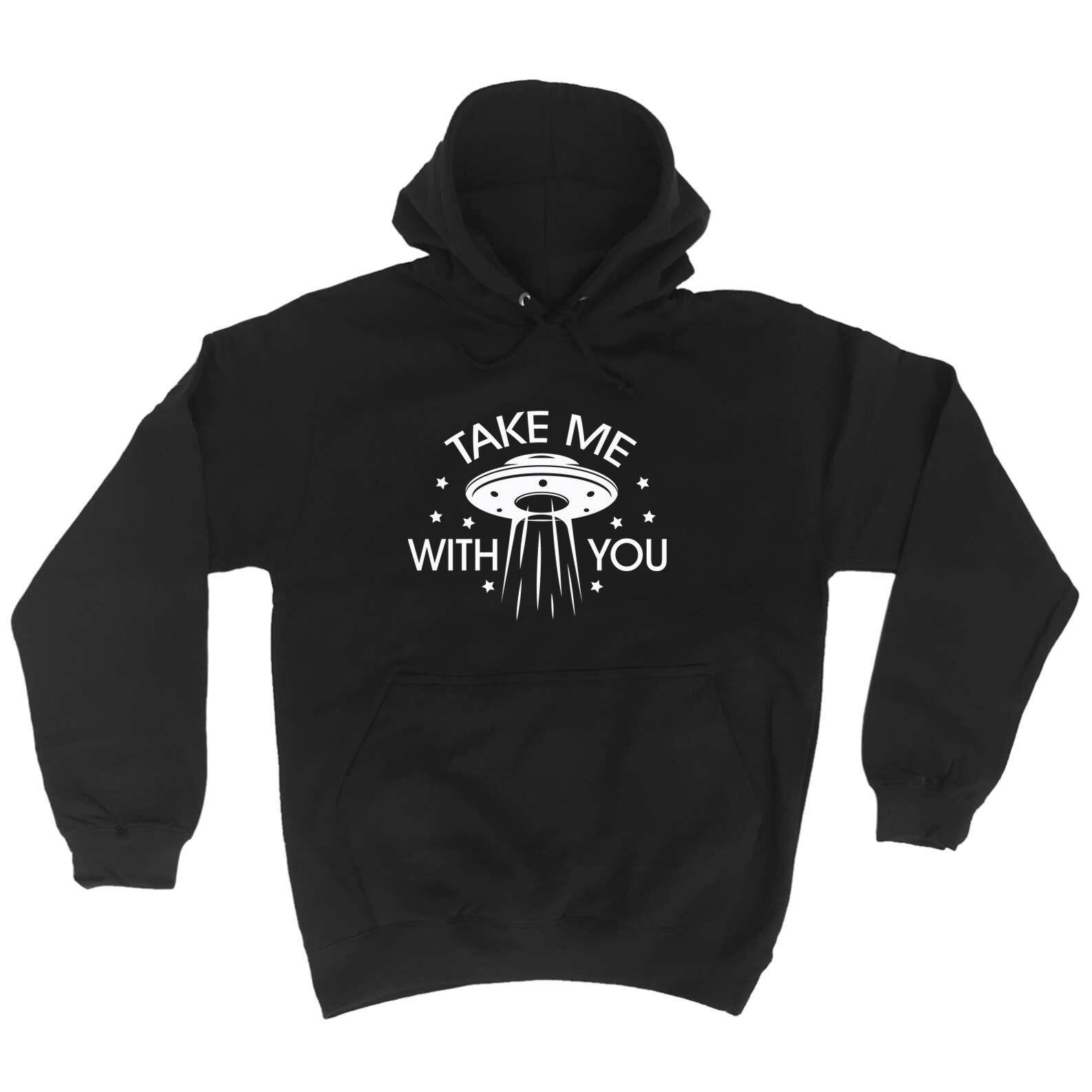 Funny UFO White Hoodie for Men and Women - Take Me With You Design