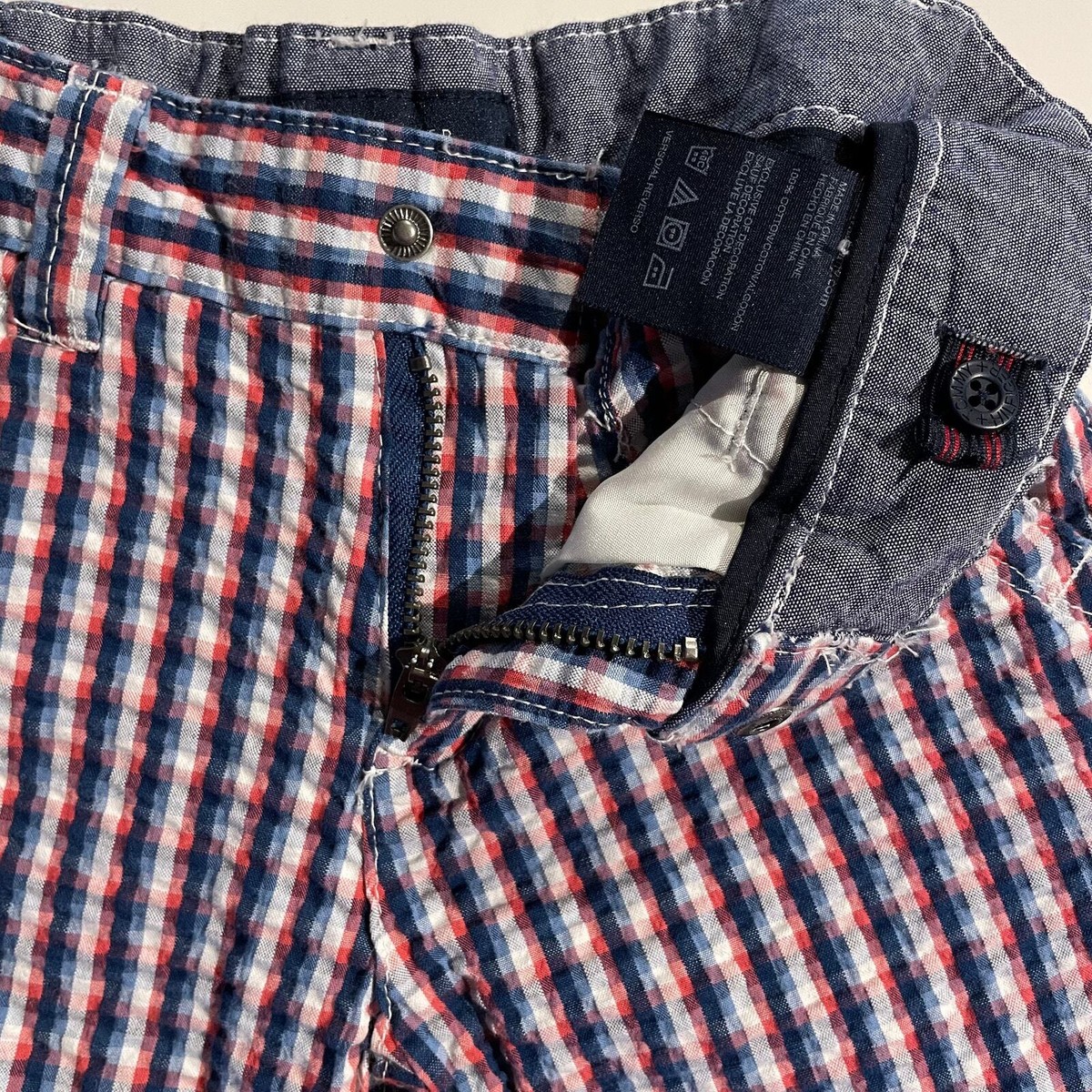 Tommy Hilfiger Boys Seersucker Cranberry Plaid Shorts Size 3T | eBay