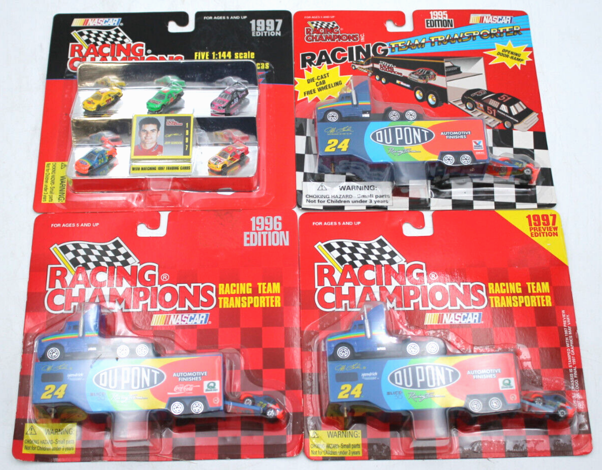 4pc JEFF GORDON 1:144 MICRO MACHINES #24 DuPont NASCAR Racing Champions ...