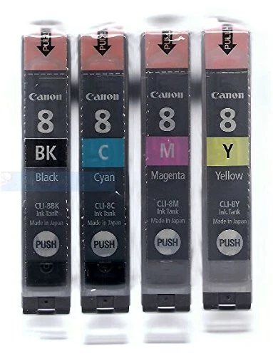 Paquete de 4 cartuchos de tinta GENUINOS Canon CLI-8 para PIXMA iP3300 iP3500 iP4200 MP500 Foto 2 de 2