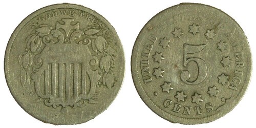 1868 US Shield Nickel Circulated 5c US Type Copper 5 Cents Coin | eBay