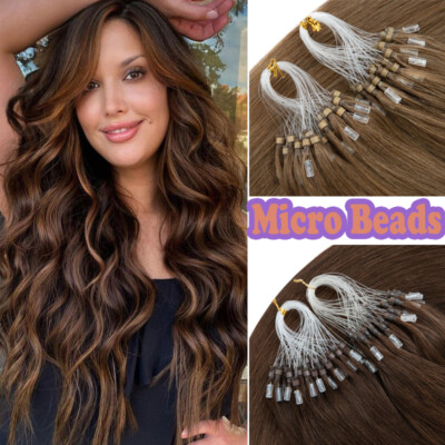 Loop Micro Bead Hair Extensions Remy Russian Human Hair Micro Link Tip Hairs Pre