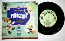 Walt Disney Pinocchio Story Disneyland LLP-311 Vinyl 33 Record & Book