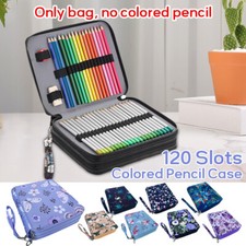 120 Slots Colored Lead Pencils Storage Bag Case Portable Printed Stationery Bag