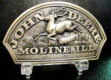 1983 John Deere 1876 Four 4 Leg Leaping Deer Log Trademark Logo Belt Buckle big