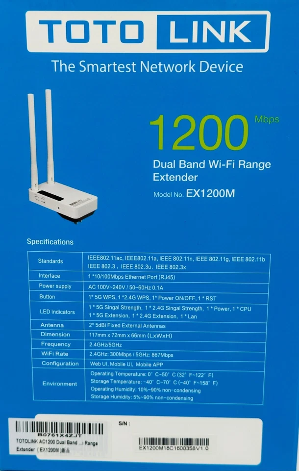 1200Mbps 11AC Wireless Range Extender WiFi Repeater Wall Plug-in WPS Easy Setup - Image 2 of 4