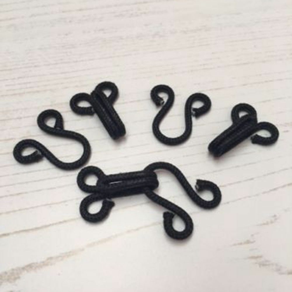 Cotton Covered Fur Hooks and Eyes Fasteners in 3 to 9 Sets Black White ...