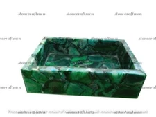 Stone Sink, Handcrafted Modern Pedestal Basin Sink, Natural Green Agate Decors