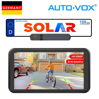 AUTO-VOX Solar3A Plus Kabellos Rückfahrkamera mit 5'' 1080P Dual-Split Monitor DE