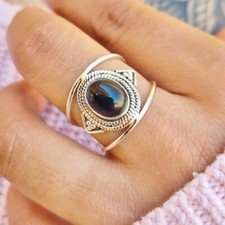 Black Onyx Gemstone 925 Sterling Silver Best Jewelry Ring Gift Valentine C-492