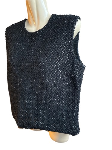 Top corto para mujer vintage años 50 60 tejido metálico negro sin mangas cremallera metálica M-L - Imagen 2 de 10