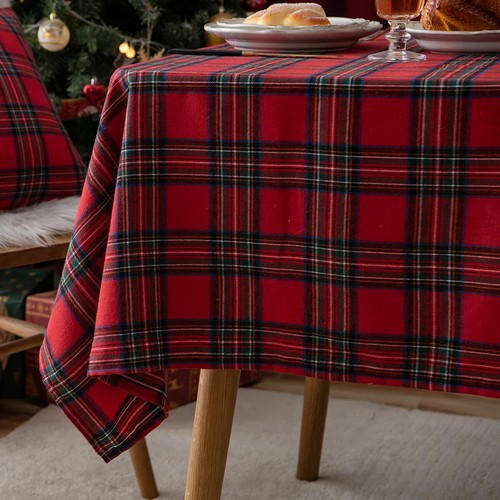 Christmas Plaid Tablecloth Red Green Table Cloth Vintage Dining TableCover Decor - Picture 25 of 27