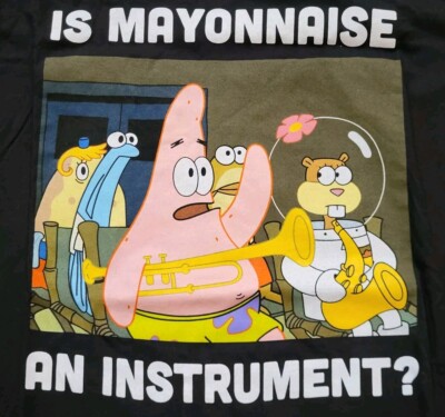 Spongebob Squarepants Mens T-Shirt -Is Mayonnaise an Instrument? Patrick