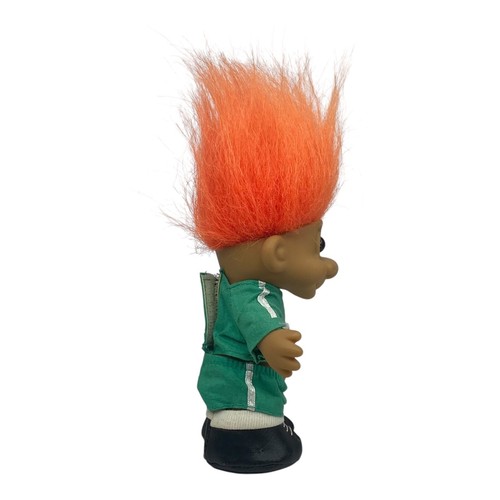 Vintage Russ 5" Fußballspieler grüne Uniform Super Kicker MVP Troll Puppe - Bild 4 von 5