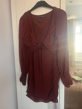 PLT - Red Tie Front Mesh Dress - Size 10 - Excellent Condition 