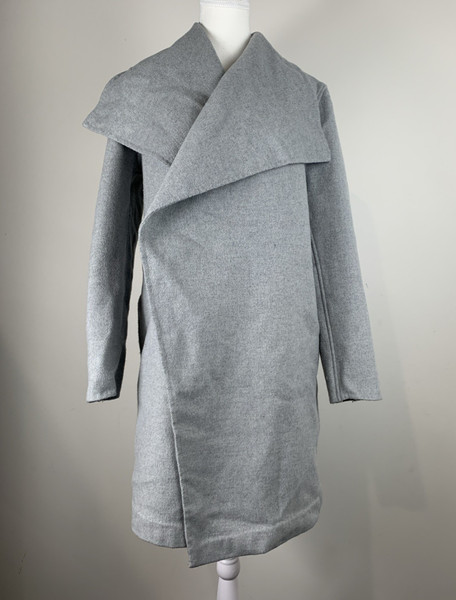Basque Ladies Grey Coat Jacket Size 12 Wool Blend