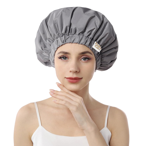 Reusable Waterproof Shower Caps for Women, Hair Caps for Showers, Double-Layer E