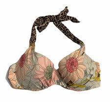 Victoria  s Secret Womens Bikini Swim Push-Up Padded Top Animal Print Floral 32C