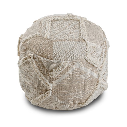 Modern beautiful POUFFE "CYLINDER" for sitting 50x50x50cm beige cream BOHO - Picture 2 of 8