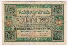 1920 Germany 10 Mark 0853966 Reichsbanknote Paper Money Banknotes
